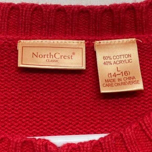 Vintage Northcrest Classic Cardigan Sweater Women's Large 14-16 Red Holiday GUC - Picture 9 of 10